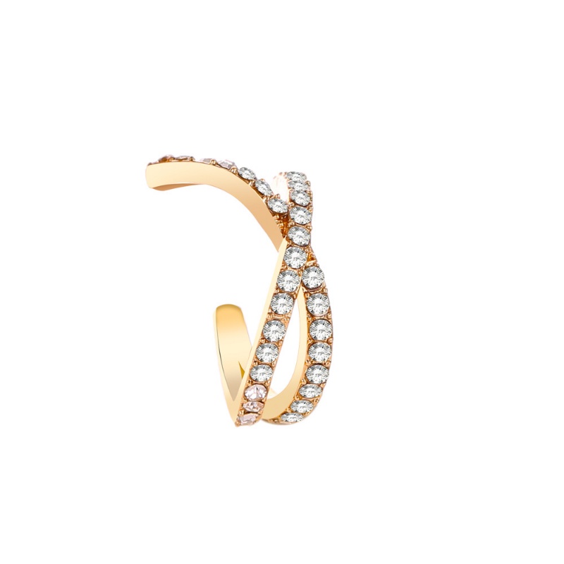 Seri Emas Multi-Gaya Klip Telinga Logam Berbentuk C Mewah Zirkon Anting Klip Mutiara Untuk Wanita Anting Baru Tanpa Tindik Telinga