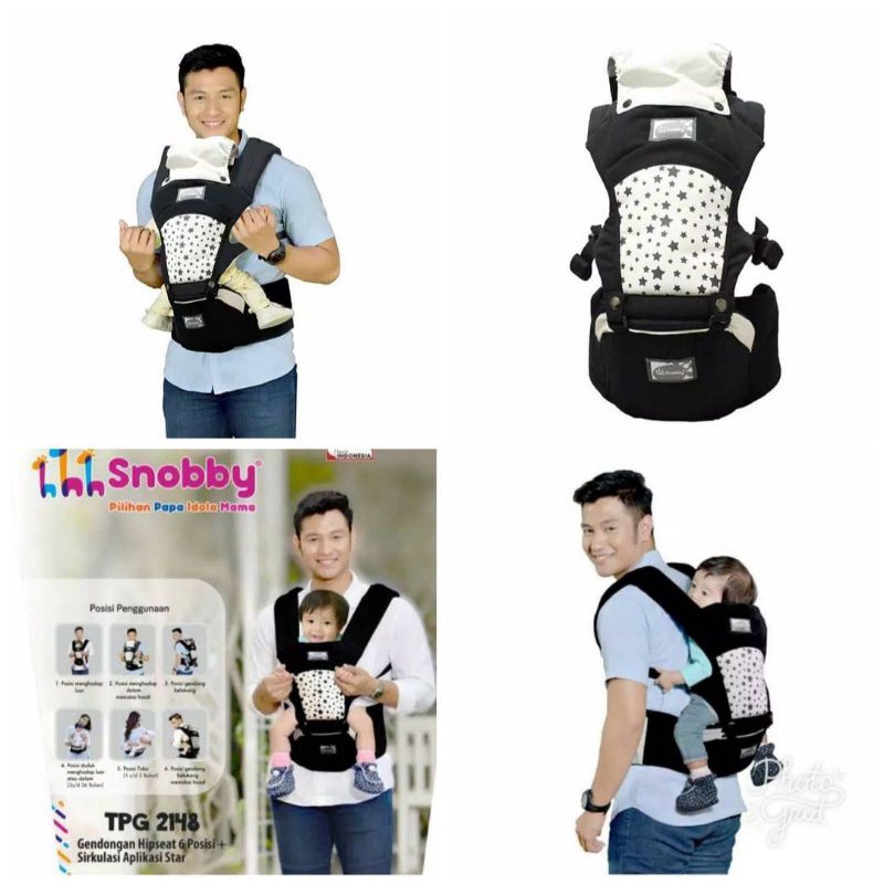Gendongan Hipseat Ergonomis 6posisi Snobby Baby Carier Free Face Shield Bayi
