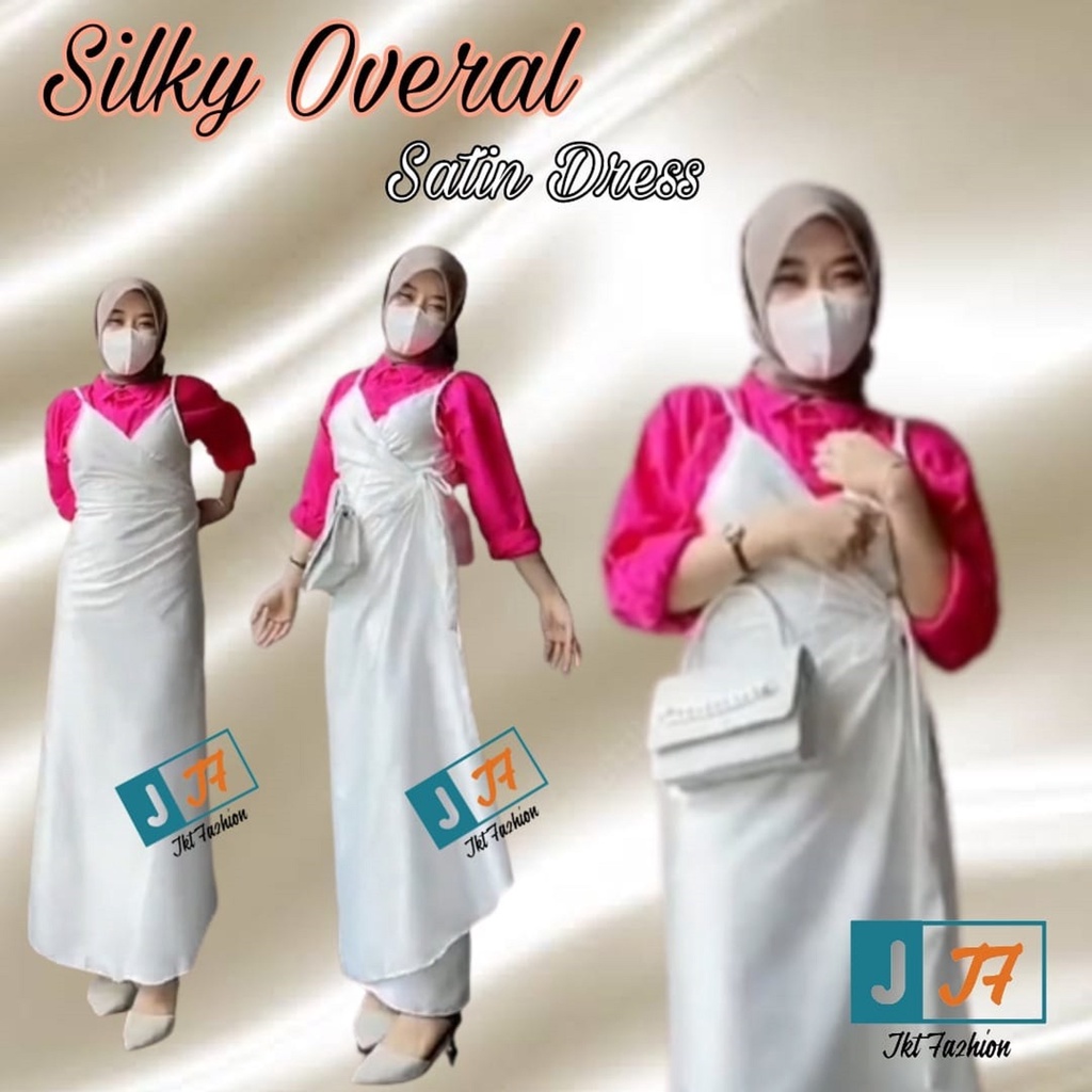 Silky Overal Dress - Long Dress Satin Kimono Tali Kecil Gaya Korea