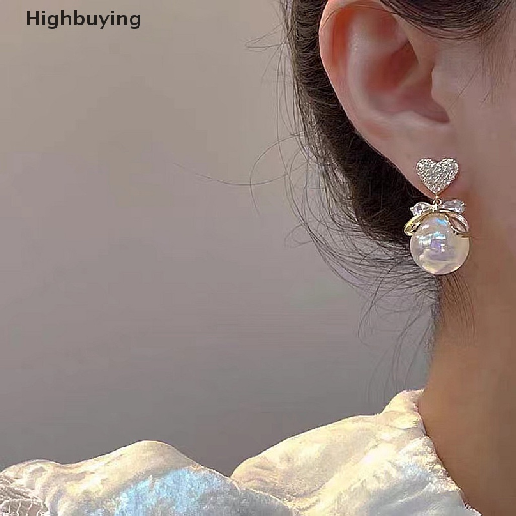 Hbid 1pasang Wanita Anti Karat Mutiara Imitasi All-Match Sederhana Stud Earrings Pendant Glory