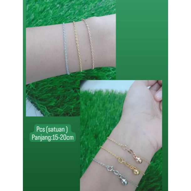 GELANG PERAK ASLI 925 LAPIS EMAS/GELANG NORI UKIR KECIL+1BEL/GELANG ASLI SILVER/GELANG FASHION