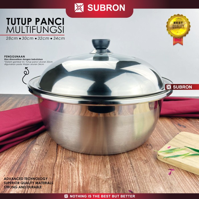 Tutup Panci Stainless Kaca 28cm 30cm 32cm 34cm 36cm Wajan Kuali - SUBRON