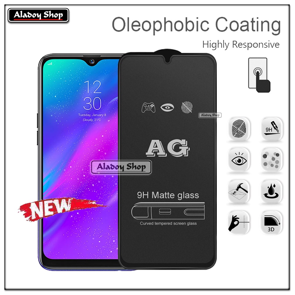 Paket 3IN1 Tempered Glass Layar Matte Anti Glare Realme 3 Free Tempered Glass Camera dan Skin Carbon