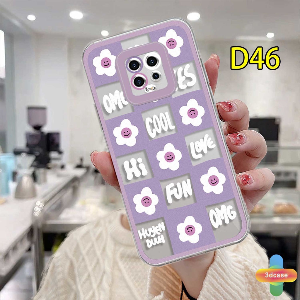 Xiaomi Redmi Note 9 8 10 10S 9 10 PRO MAX 11 9S POCO C3 C31 X3 NFC X3 PRO  9C NFC 9A 9i 9T 9AT 9ACTIV 9 PRO Power 10X POCO M2 PRO 10 Prime Ins Korea Kartun Lucu Smiley Flower Purple Wavy Edge Soft Back Cover