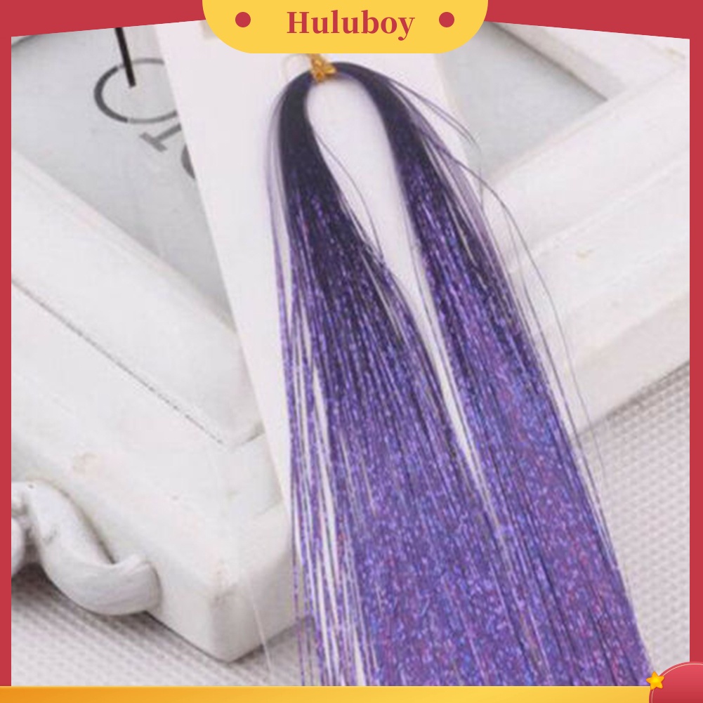 Wig Rambut Extension Model Panjang Lurus Tahan Panas Aksen Glitter