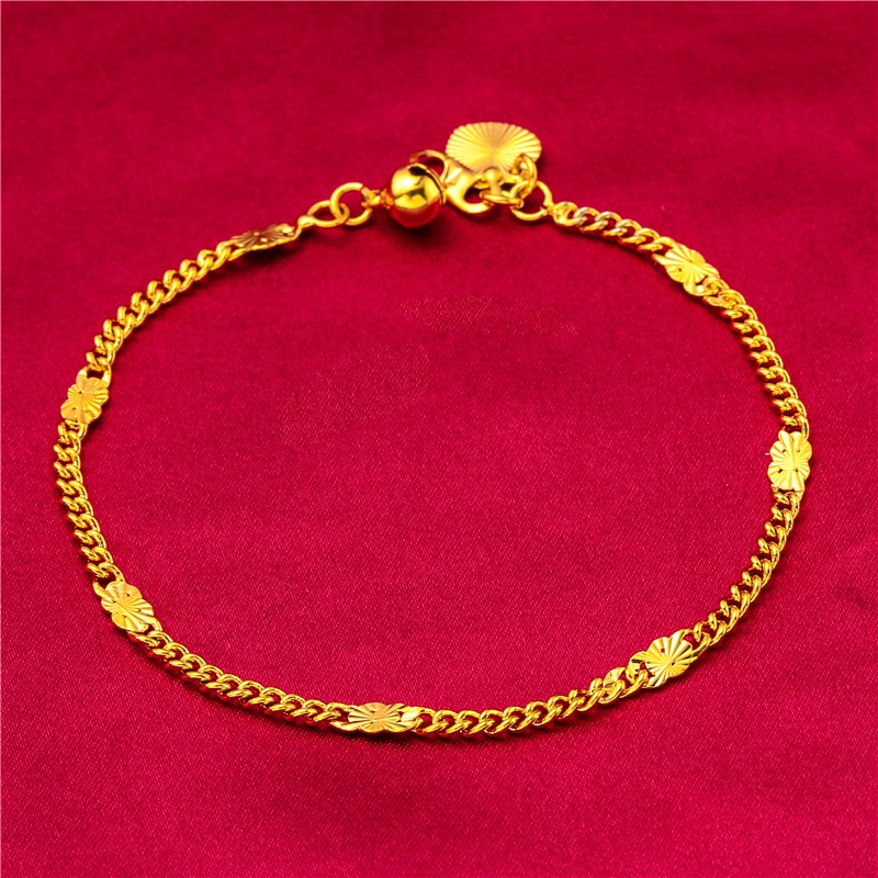 Goldkingdom Perhiasan Fashion Emas Asli Kadar 375 Bangkok Aksesoris Ready Stock Wanita Riak Air O Manik Rantai Ulat Tangan Tali Berlapis Emas Sangat Halus Gelang