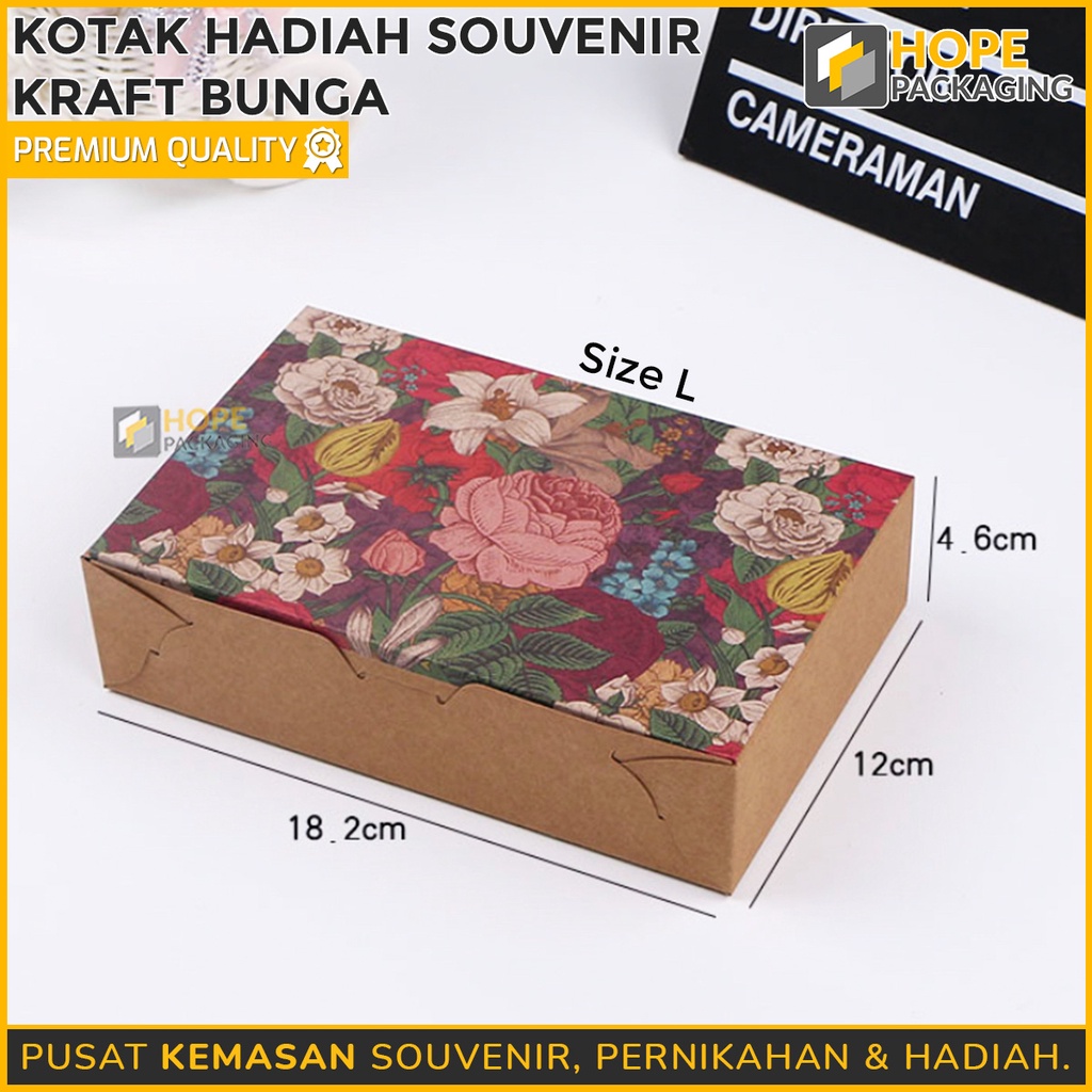 Kotak Hadiah Souvenir Kraft Bunga Size S / M / L / XL