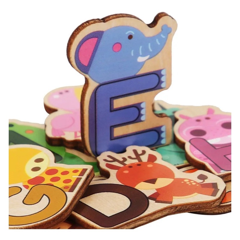 Alphabet Puzzle Animal Kids Learning 331-2 Puzzle Alfabet Puzzle Huruf Puzzle Kayu Wooden Puzzle Mainan Puzzle Kayu