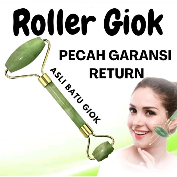 MASSAGE ROLLER ALAT PIJAT MUKA WAJAH JADE FACIAL BATU GIOK STONE ALAT PENGENCANG TERAPI