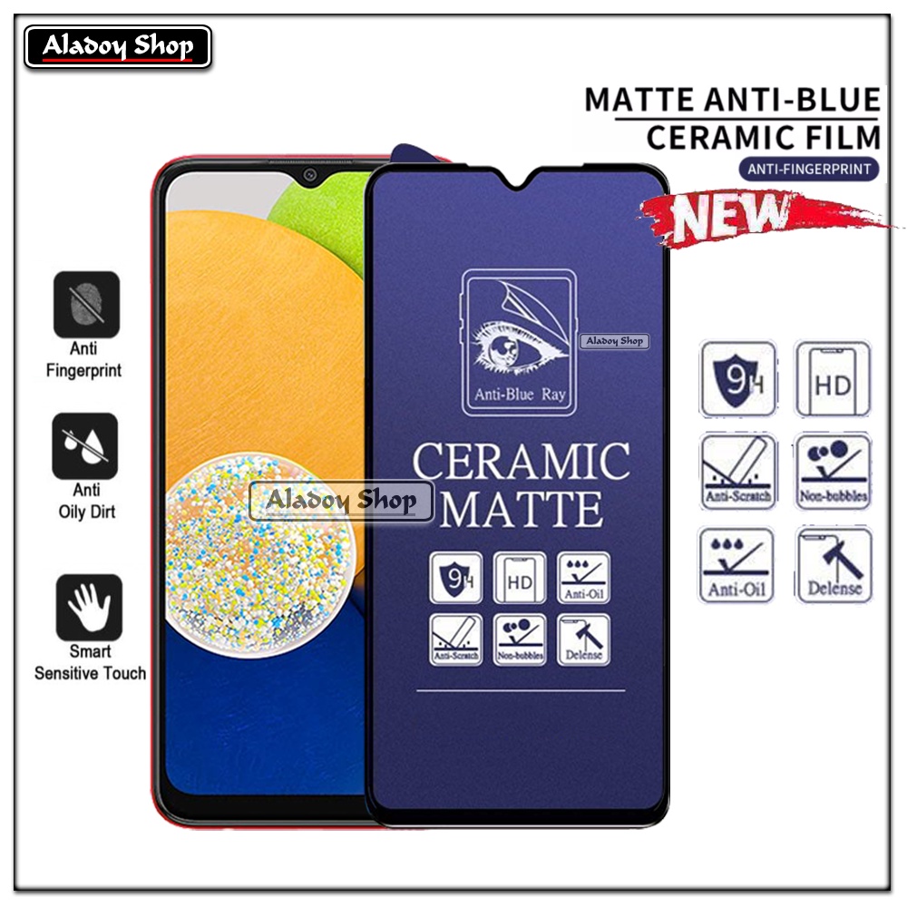 PAKET 3IN1 Anti Gores Blue Matte Anti Glare Samsung A03 + Tempered Glass Camera dan Skin Carbon