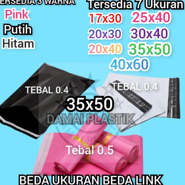 

[KODE H88PD] Kantong Plastik Packing PE 35x50CM Olshop Polymailer Hitam Putih Pink 35x50 Amplop ungu 32x45