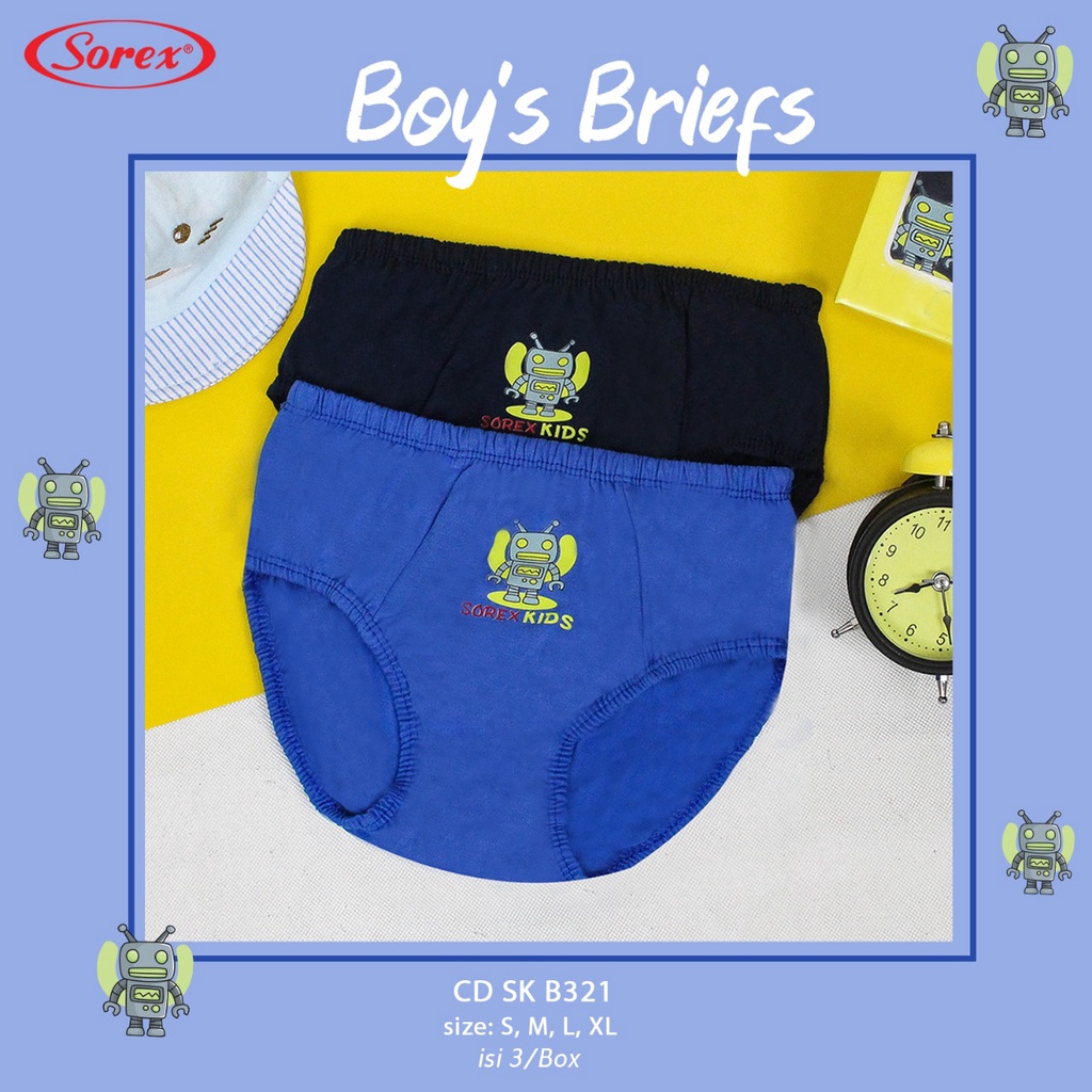 Sorex Kids Celana Dalam Anak Laki-laki Boys Robot Super Soft CD SK B321 - Pakaian Dalam Anak - 3 pcs