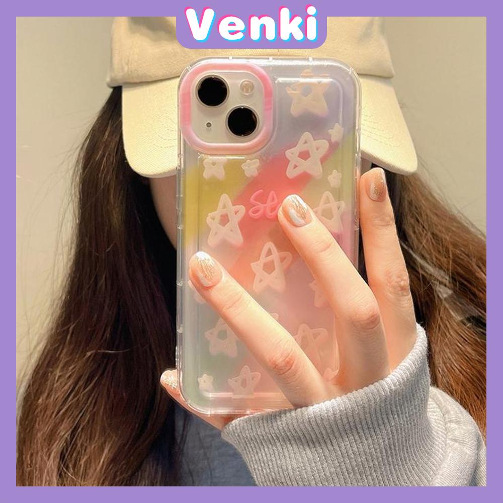 Case For iPhone 14 Pro Max TPU Soft Jelly Airbag Clear Case Rainbow Stars And Hearts Camera Protection Shockproof For iPhone 14 13 12 11 Plus Pro Max 7 Plus X XR
