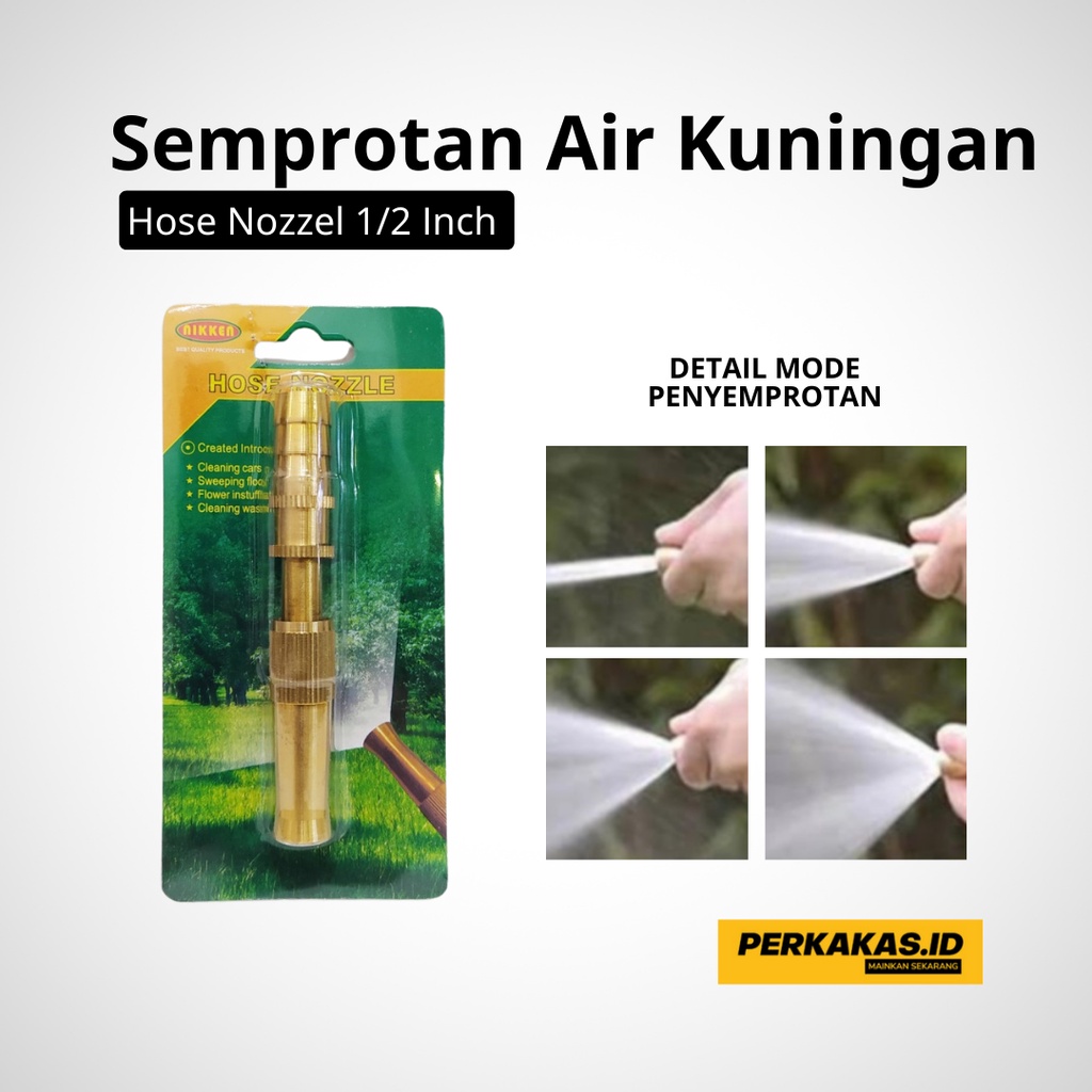 Semprotan Cuci Motor Lurus Kuningan Ukuran 1/2 Inch NIKKEN