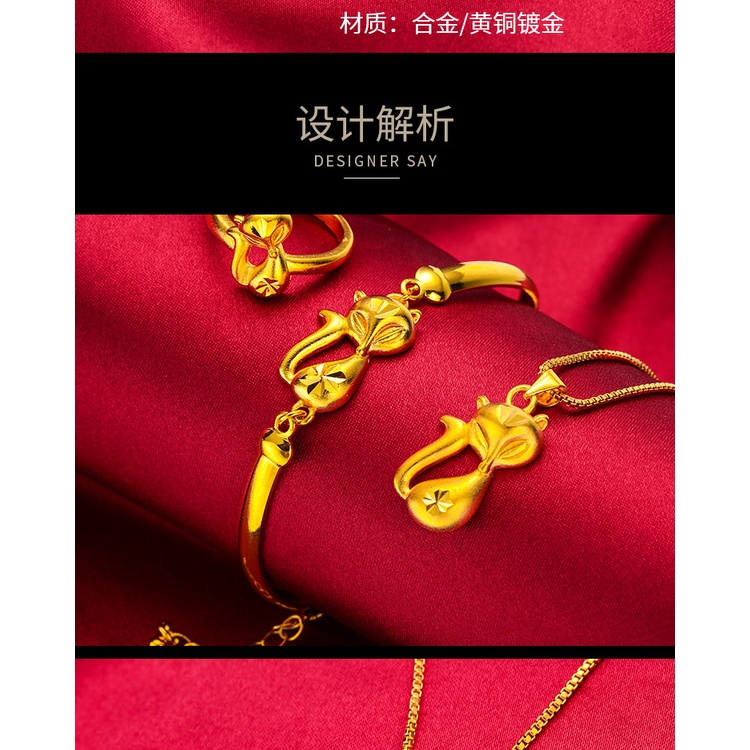 Goldkingdom Perhiasan Fashion Emas Asli Kadar 375 Bangkok Aksesoris Ready Stock Fox Fox Peri Berlapis Emas Cincin Liontin Gelang Kalung Wanita Hadiah Pernikahan