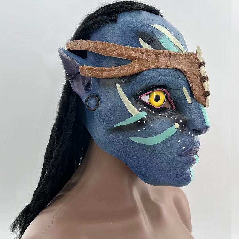 Topeng Avatar Topeng Pria Wanita Masques Movie Na'vi Neytiri Latex Topeng Karnaval Kostum Helm Pesta Props Cosplay Topeng