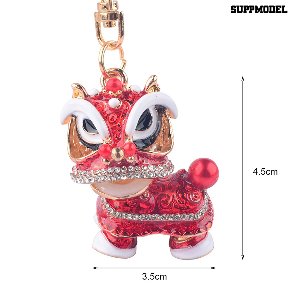 [Auto] Gantungan Kunci Mobil Berlian Imitasi Hias Gaya China Realistis Tiga Dimensi Tidak Luntur Menghias Festival Cina Kristal Dapat Diputar Lion Dance Key Ring Bag Aksesori