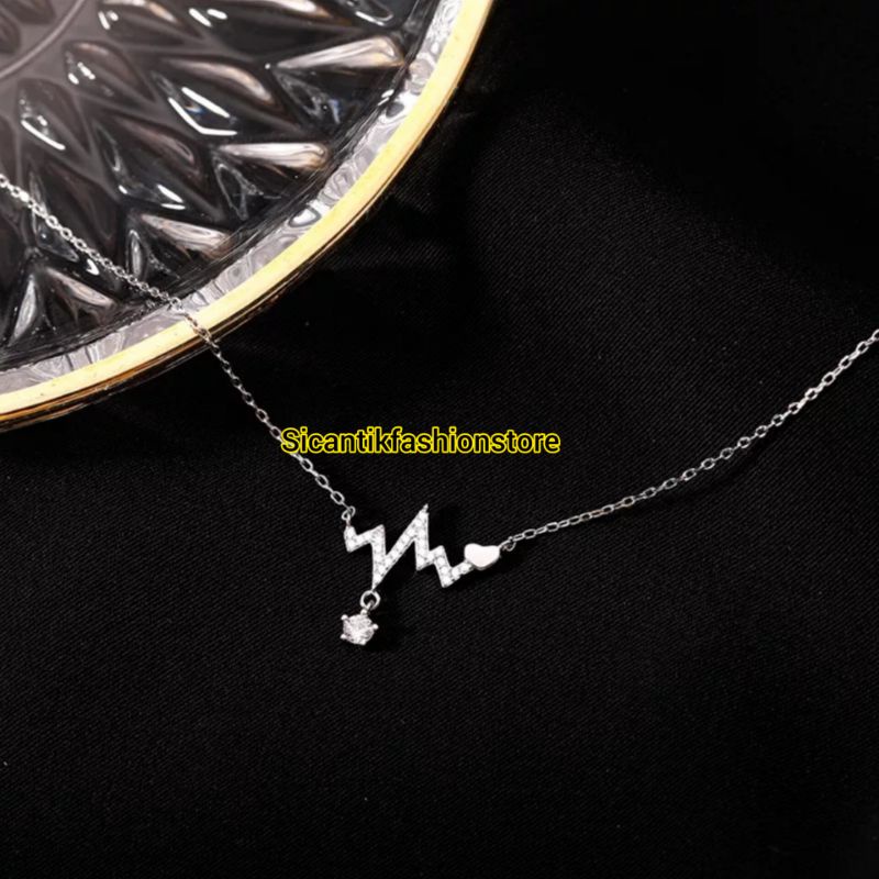 KALUNG TITANIUM WANITA LIONTIN DENYUT ASLI TITANIUM TRENDING ANTI KARAT SELAMANYA KALUNG TITANIUM FASHION STYLE WANITA KOREA PERHIASAN WANITA LAPIS EMAS PUTIH 925 ANTI KARAT SELAMANYA