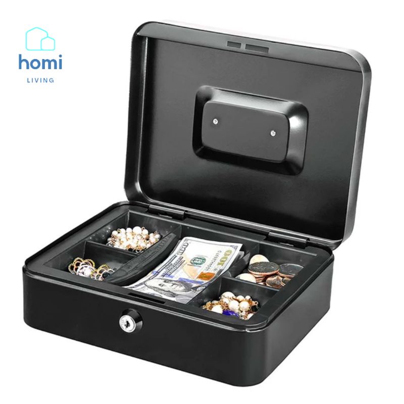 HOMI - Kotak Box Brankas Tempat Penyimpanan Uang Surat Dokumen Penting Aksesoris Perhiasan Emas Port
