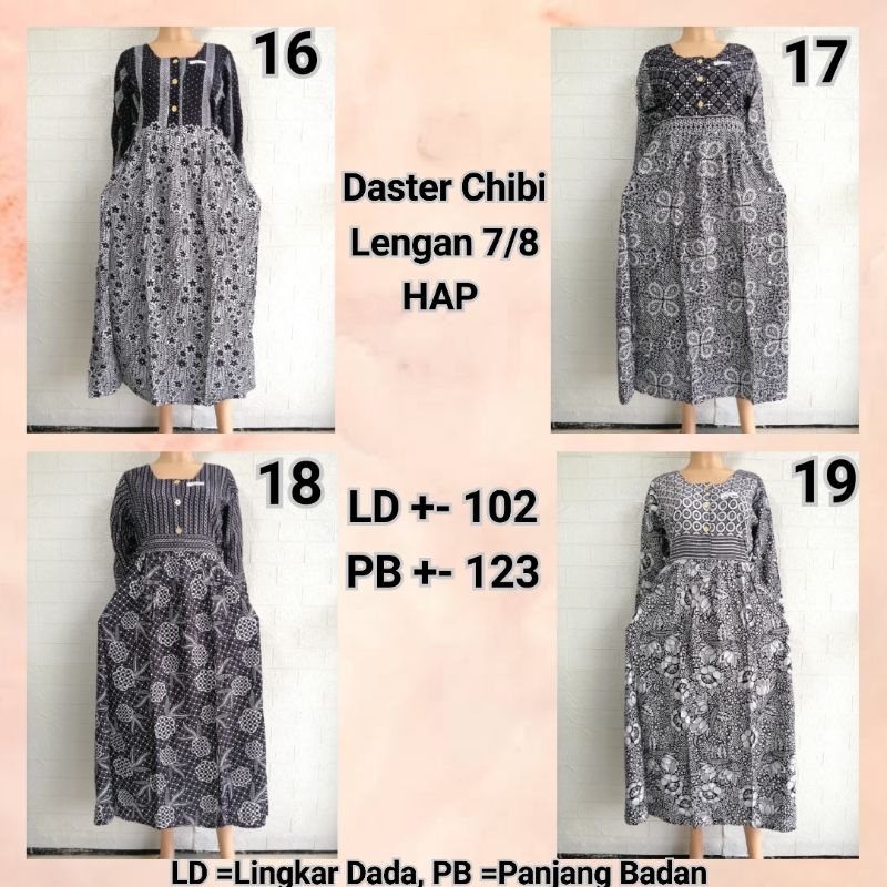 DASTER CHIBI LENGAN 7/8 MONOKROM HAP DASTER MODERN KEKINIAN ADEM BUSUI FRIENDLY