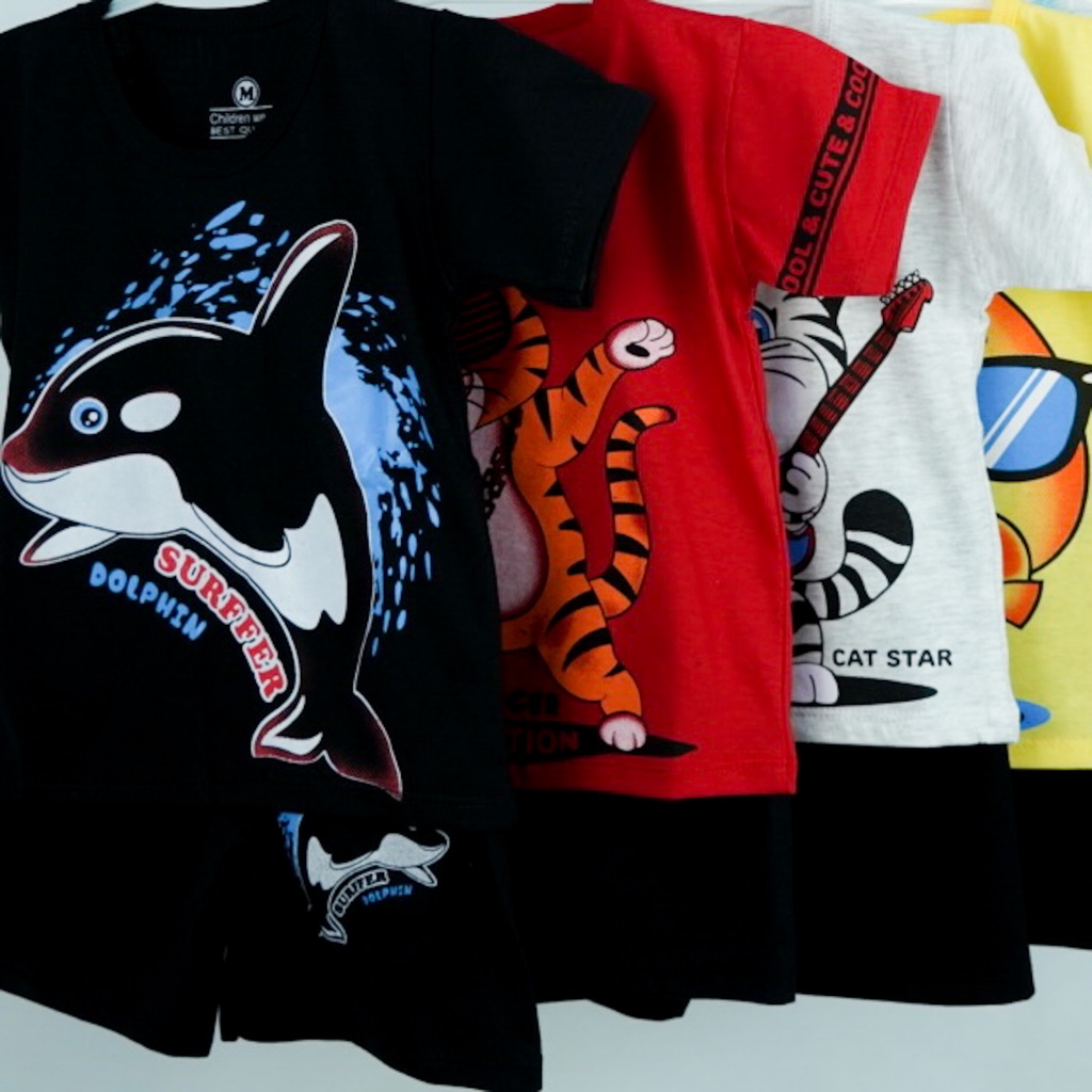 SETELAN KAOS ANAK UNISEX 1-8 TAHUN - ANIMAL COOL