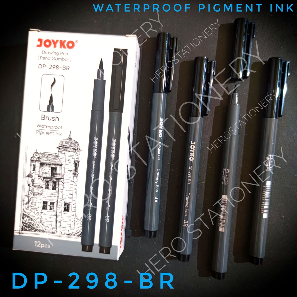 

SATUAN Drawing pen pena gambar waterproof joyko brush tip DP-298-BR