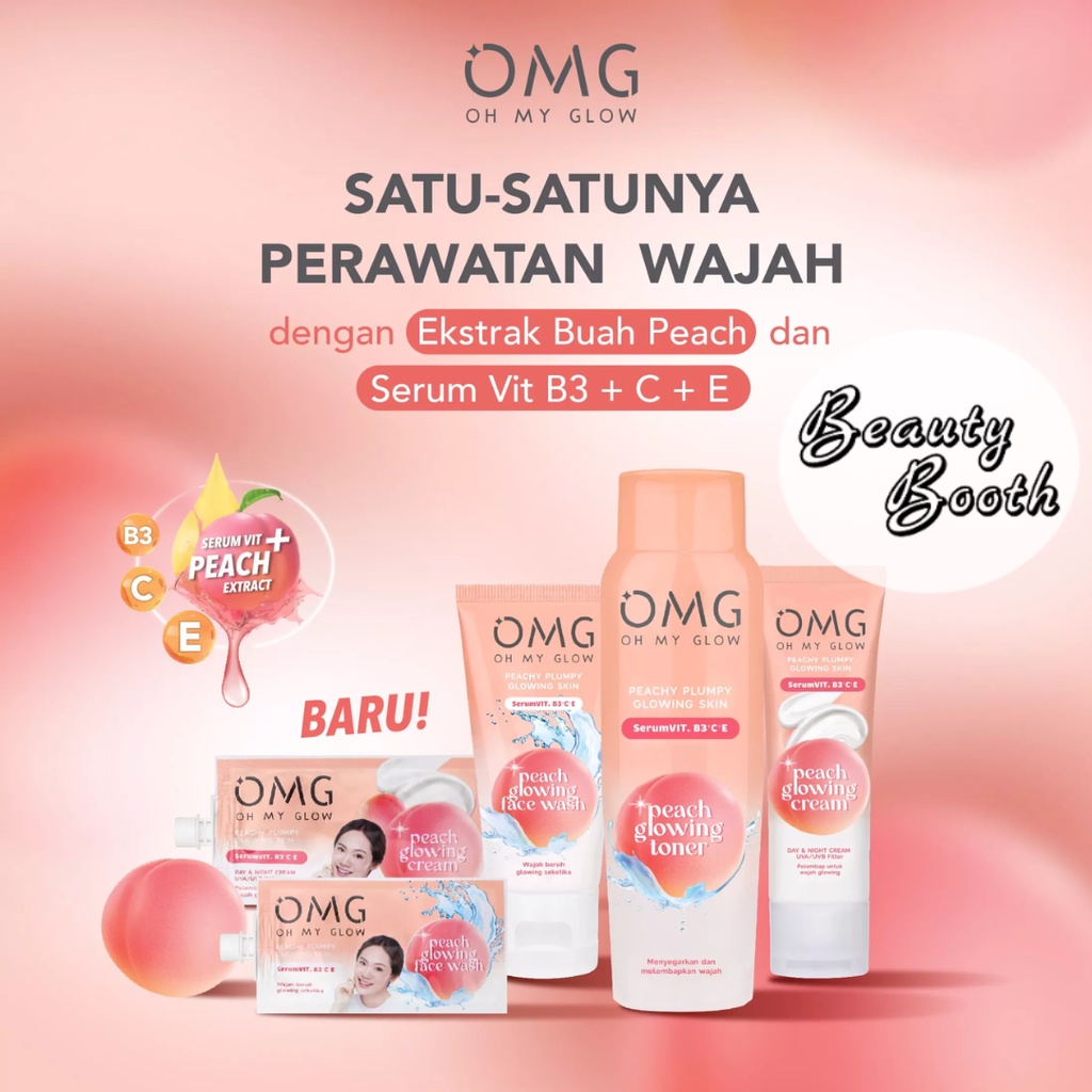 OMG Oh My Glow Peach Facial Wash | OMG Peach Glowing Toner 100ml | OMG Peach Glowing Cream