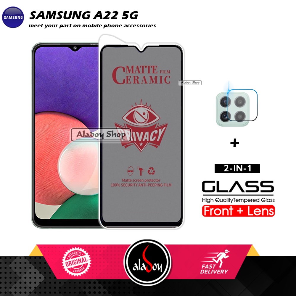 PAKET 2IN1 Anti Gores Privacy Samsung A22 5G + Tempered Glass Kamera