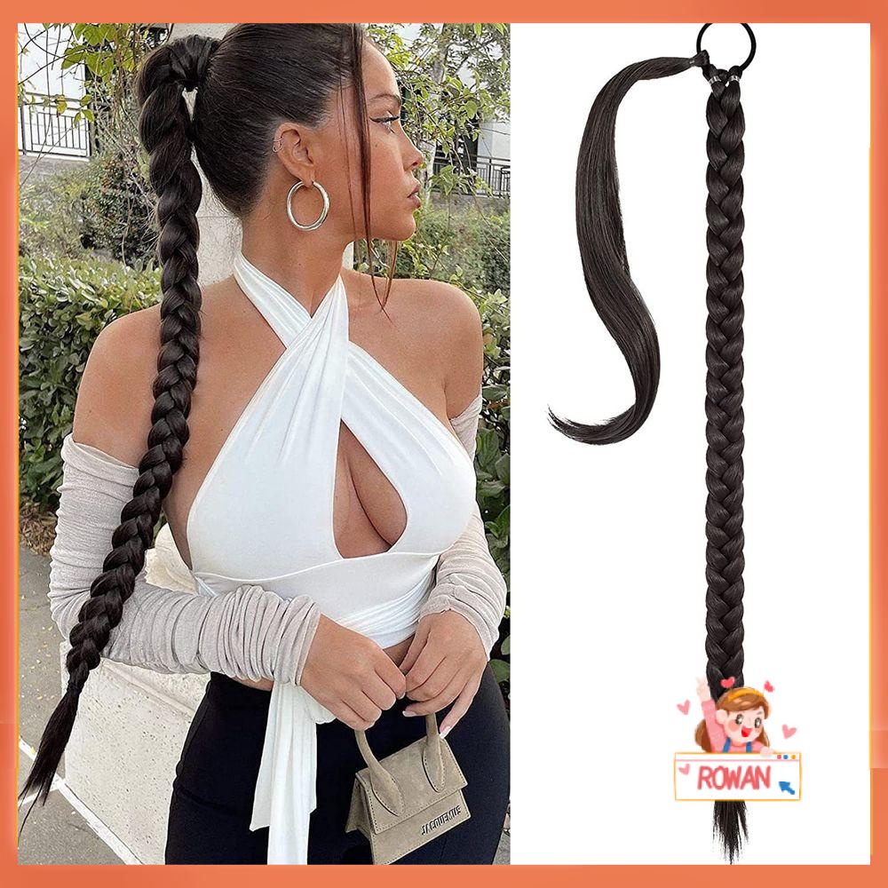 R-flower Kepang Panjang Ponytail Extension Hot Sale Dengan Ikat Rambut Lurus Bungkus Sekitar 31.5 Inch