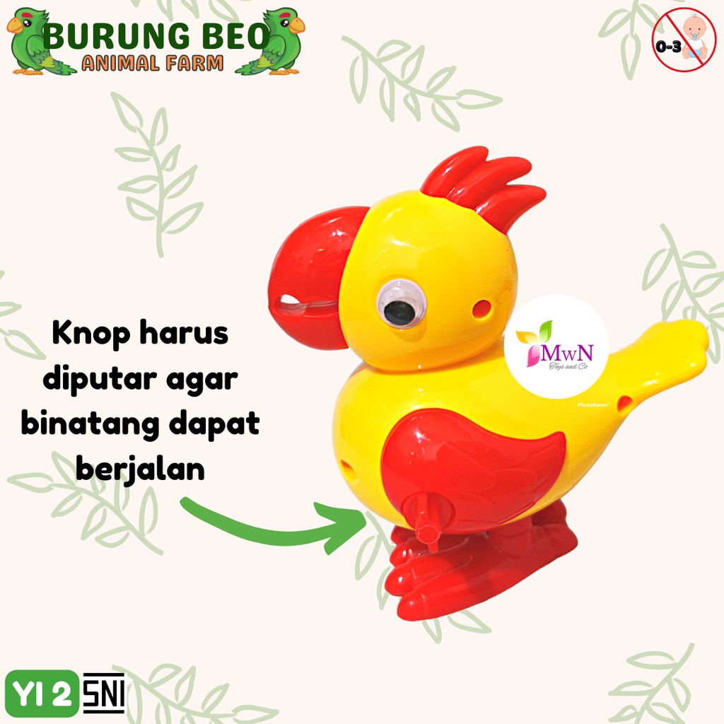 MWN Mainan Anak Putar Jalan Bentuk Burung Beo YI2