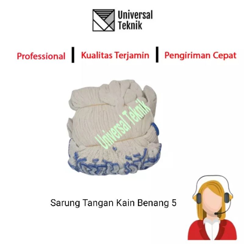 Sarung tangan kain benang 5/ Lusin