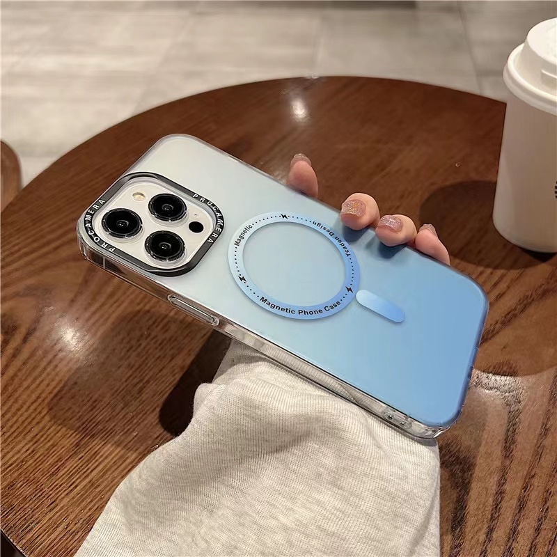 Light blue for iPhone 14 Pro Max Gradient backplane Matte hard case 13 Pro Max 12 Pro Max 11 Pro Max 13 Mini 12 Mini Transparent border case matte and fall proof silicone case