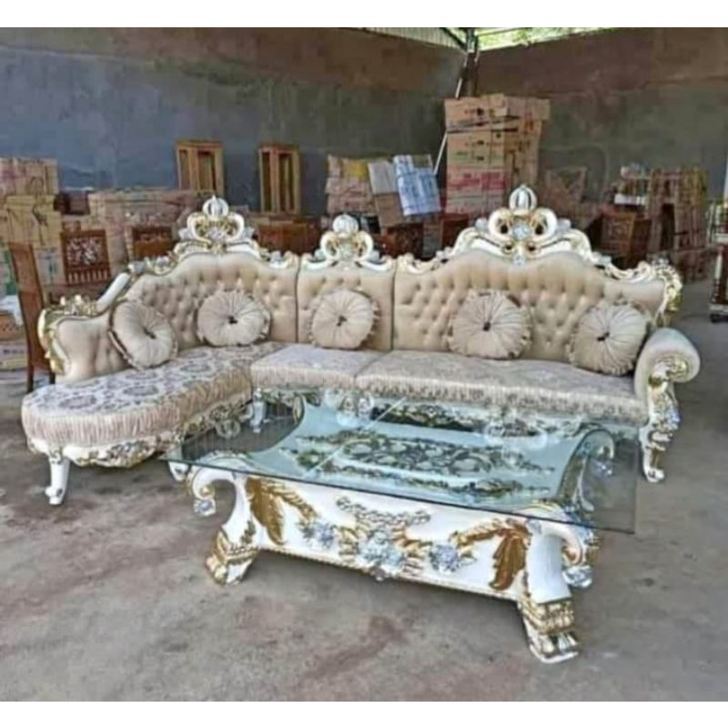 sofa sudut jati ukir jepera