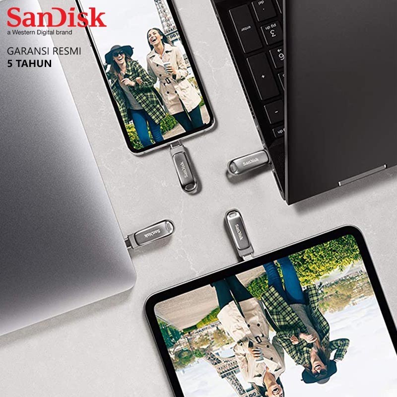 Flashdisk SanDisk OTG 128GB USB Type-C USB 3.1 Ultra Dual Drive Luxe