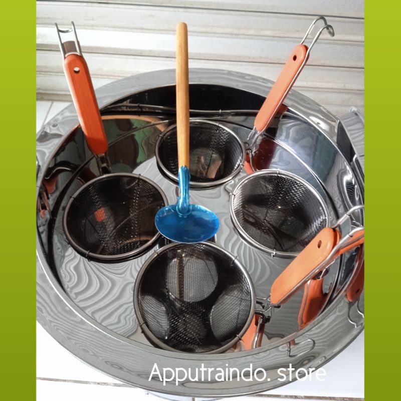 Dandang Mie kocok Bulat lubang 4 Bonus Centong