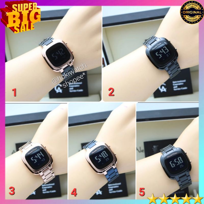 🪙✓BARU ORIGINAL GARANSI RESMI 1 TAHUN JAM TANGAN WANITA ALEXANDRE CHRISTIE DIGITAL RANTAI STAINLESS 