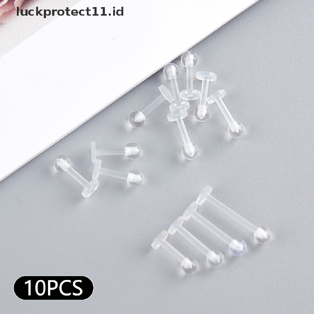 /Fashion Hot// Fashion// 10pcs Cincin Stud Bibir Akrilik Bening Tulang Rawan Telinga Earring Bar Tragus.