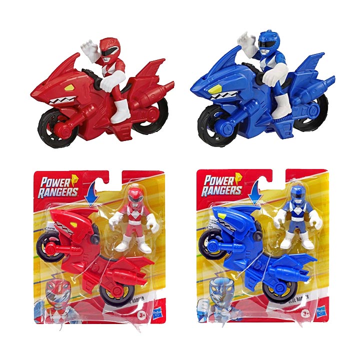 Jual Power Rangers Playskool Heroes Red BlueRanger & Cycle Figure With ...