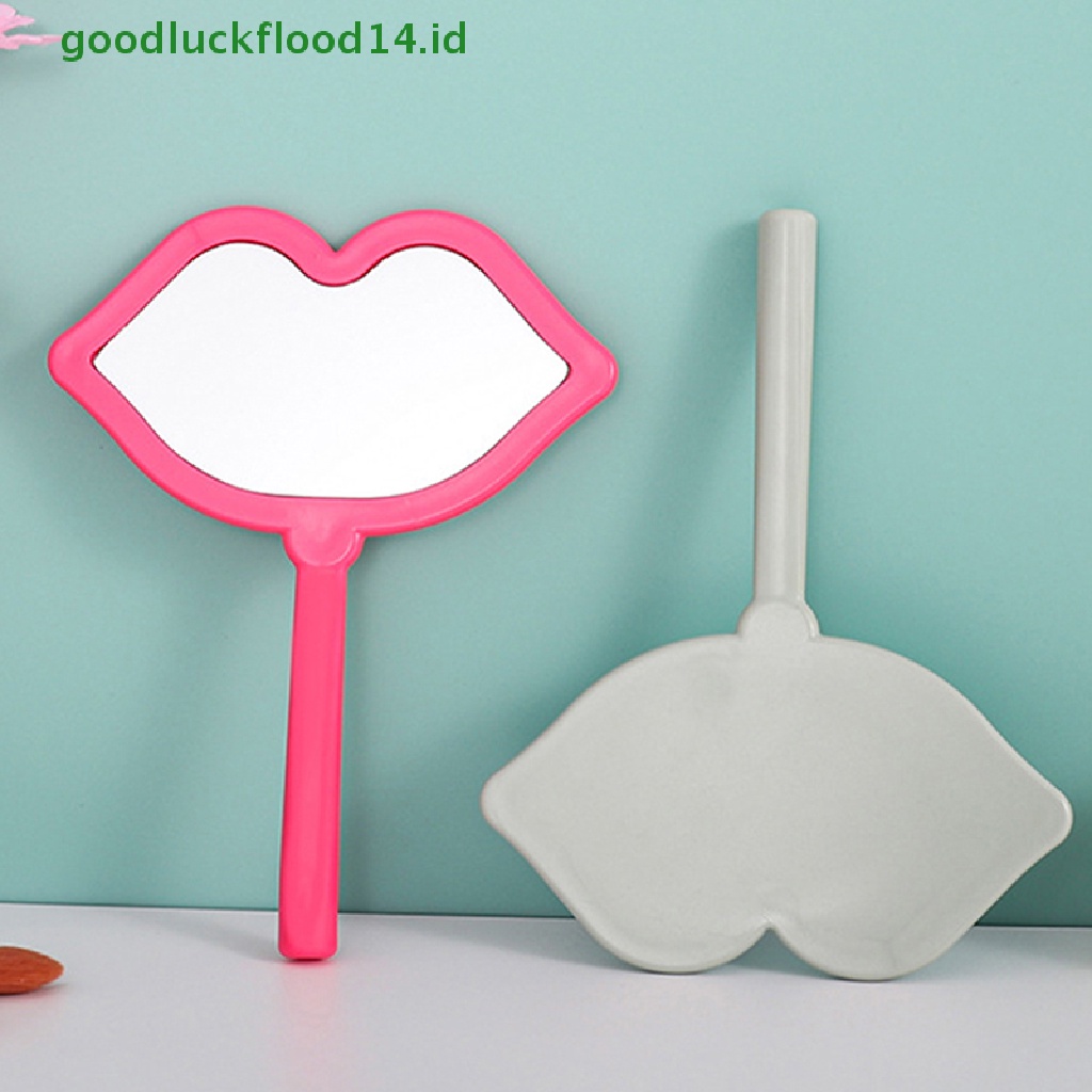 [GOOGFOUR] 1pc Cermin Rias Genggam Bentuk Bibir Makeup Mirror DIY Mini Cermin Kecil [TOP]