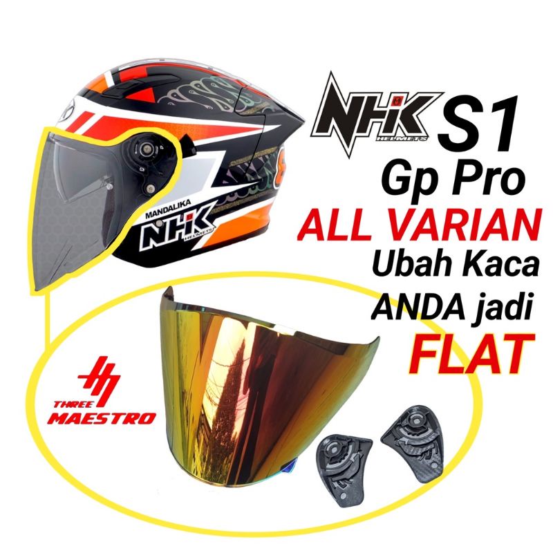 Kaca Visor Helm NHK S-1 Gp pro / NHK R6 Flat Datar iridium gold blue silver