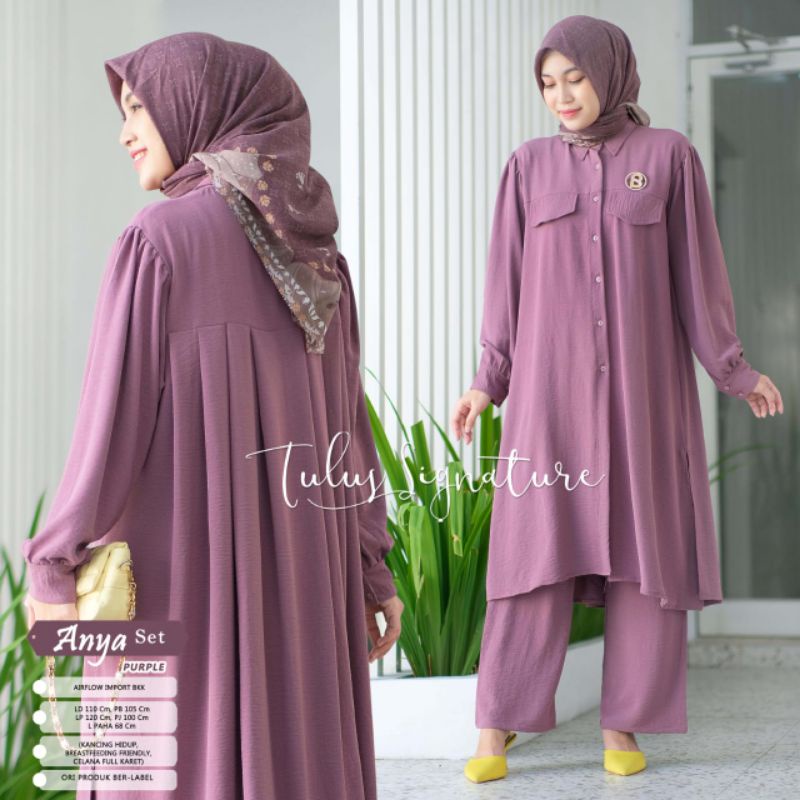 ANYA SET BY TULUS SIGNATURE / ONESET LD110 MUSLIMAH / Setelan wanita airflow import murah