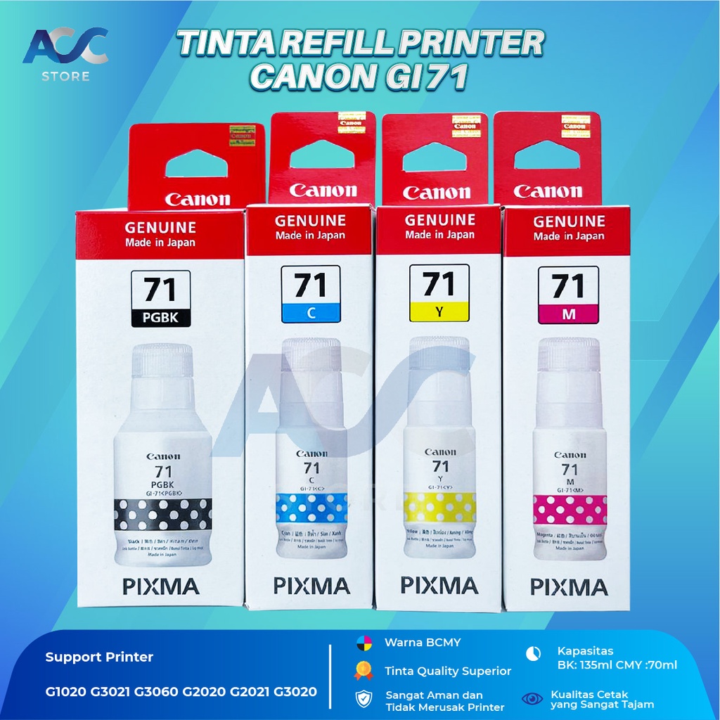 Tinta Canon Gi 71 Isi Ulang Printer G2020 G2021 G2060 G3020 G3021 G1020