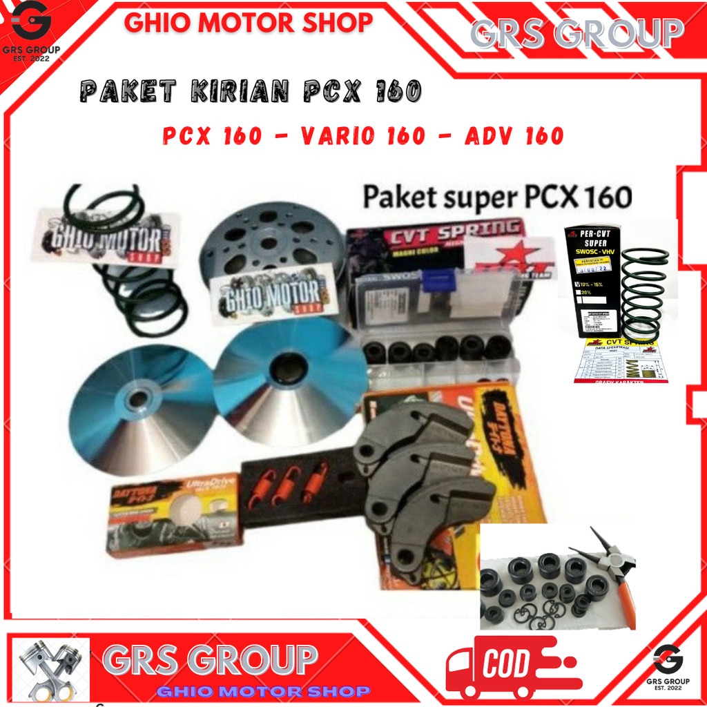 Paket Kirian PCX 160 VARIO 160 Upgrade CVT Full Kirian PCX 160 Vario 160 (Hugh)  Paket full kirian pcx 160 ghio motor shop pulley costume pcx 160 mangkok anti gredek pcx 160 spring cvt pcx 160 per kampas ganda pcx 160 kampas ganda daytona pcx 160