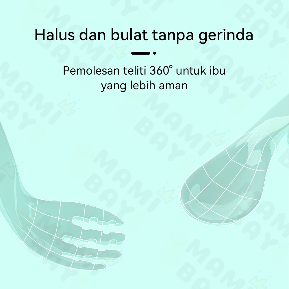 Mamibayi Sendok Garpu Anak Bengkok/Sendok Bayi Belajar Makan Sendiri/Training Spoon Baby