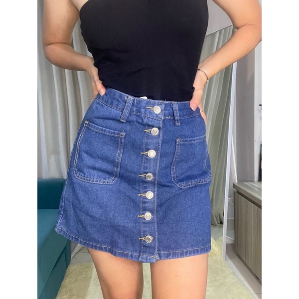 PREMIUM SKIRT JEANS FRONT BUTTON