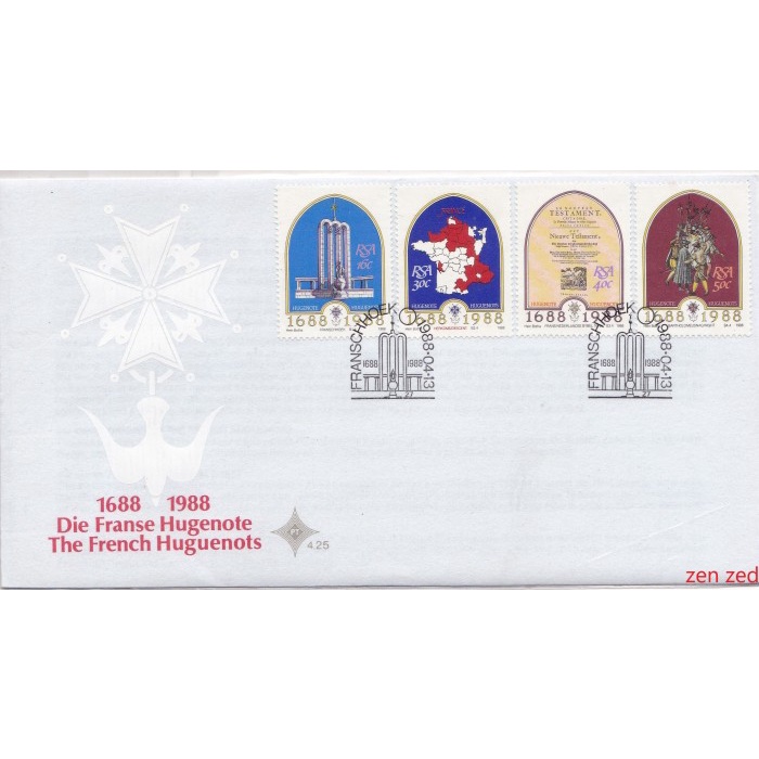 

A698 Prangko Afrika Selatan FDC First French Huguenots at the Cape