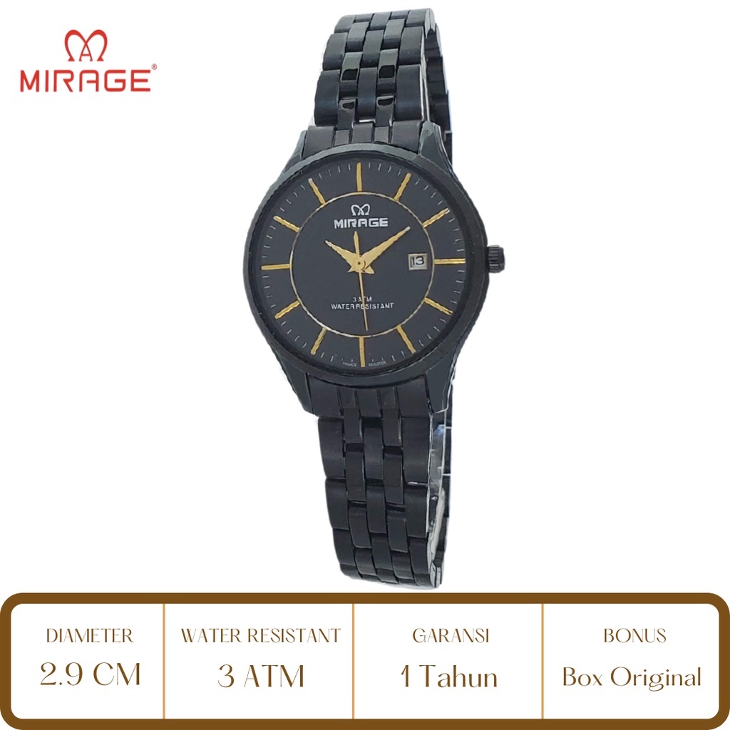 Mirage Watch Official Jam Tangan Wanita Mirage Hitam 8544 BRP L