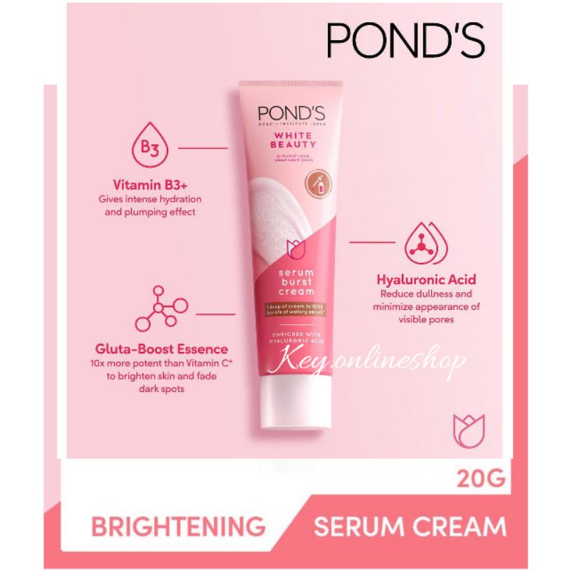 Ponds White Beauty Serum Burst Cream 20 gr Pond's Pencerah Kulit Normal Skin Care Skincare Brigtheni