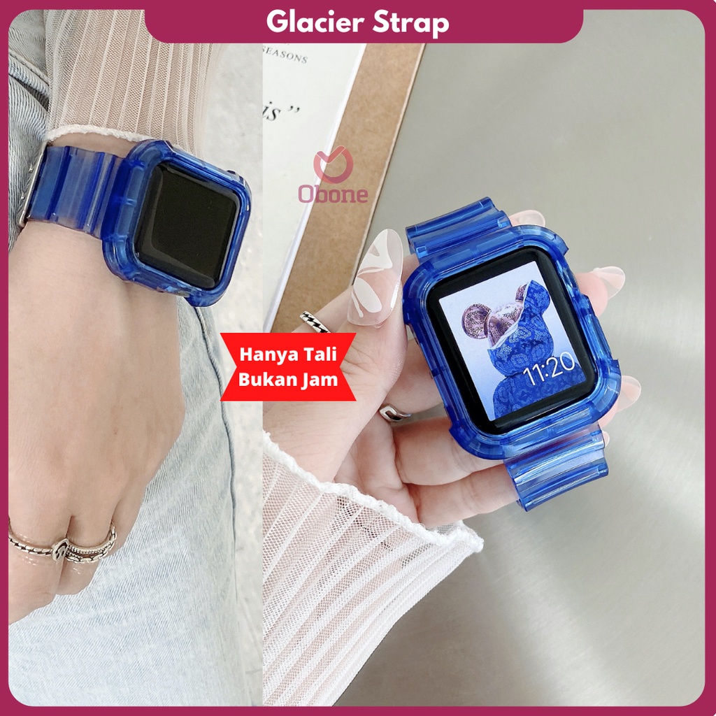 Transparan strap untuk watch T500 T55 T500plus iwatch HW22 42mm 44mm Glacier Tali jamtangan smartwatch