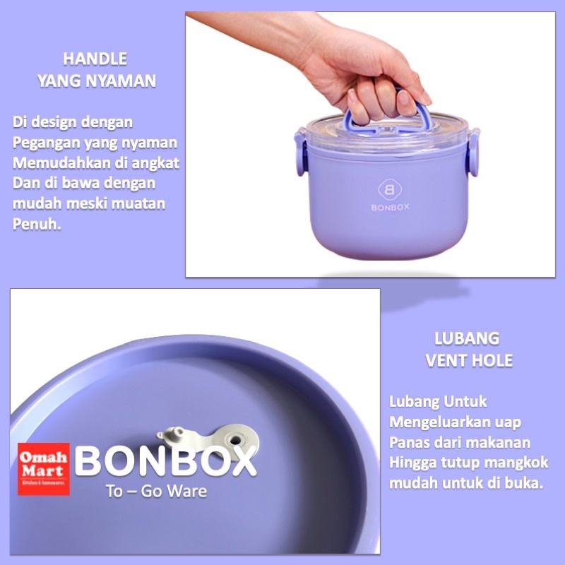 BONBOX Kotak Makan/Lunch Box Microwaveable Portabel Elegant Dan Praktis Bahan PP Food Grade